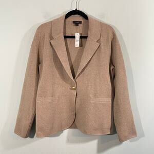 J. Crew Women Camel Tan Camille Shrunken Knit Sweater Blazer Size M #AW687 NWT